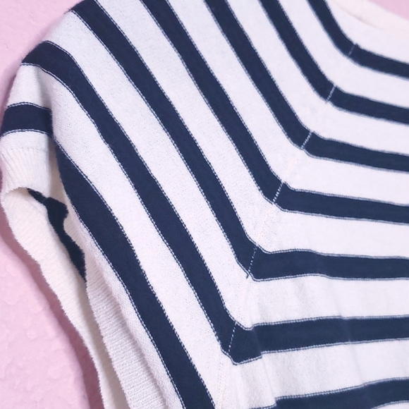 Anthropologie Moth Striped Floral Bow Scarf Peplum Button Front Cardigan - Picture 10 of 11